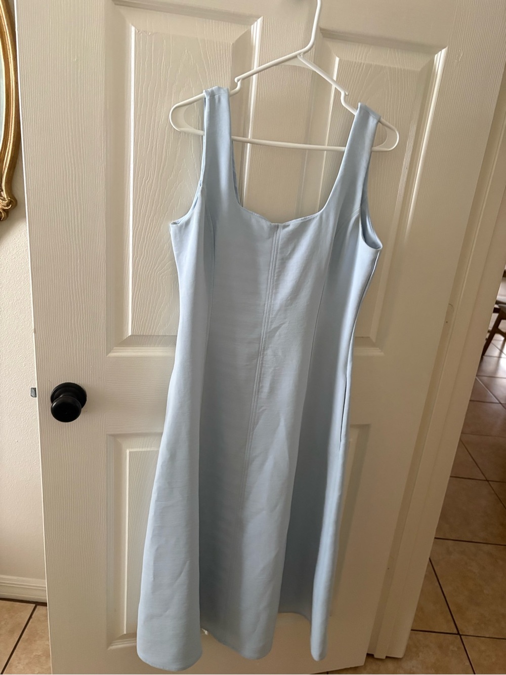 Joie Pale Blue Midi A-Line Square Neck Dress